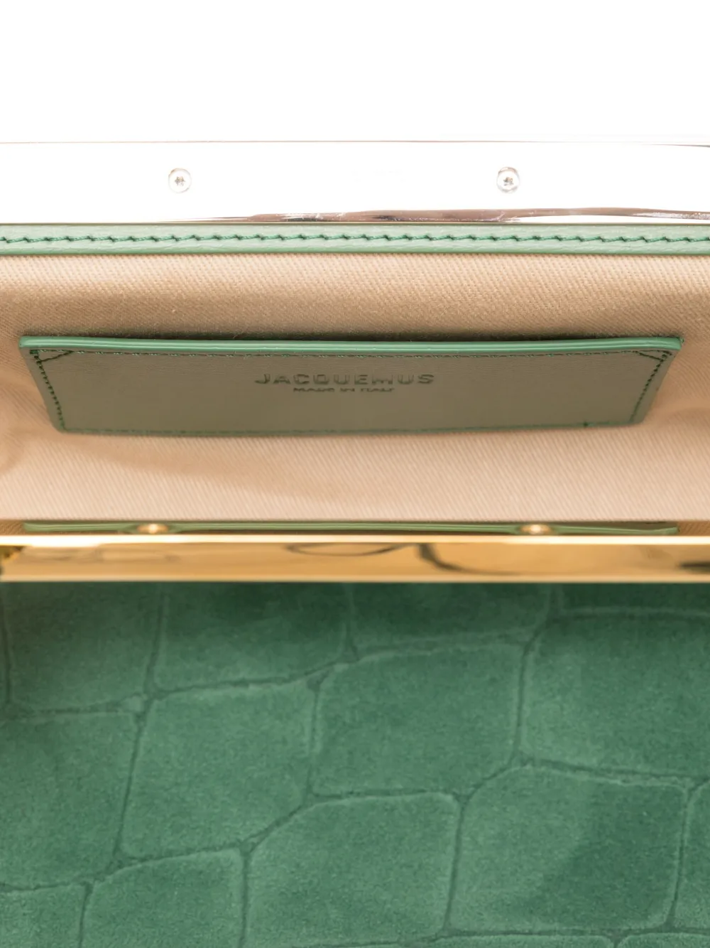 Jacquemus Le Salon Croc-effect Suede Clutch In Green