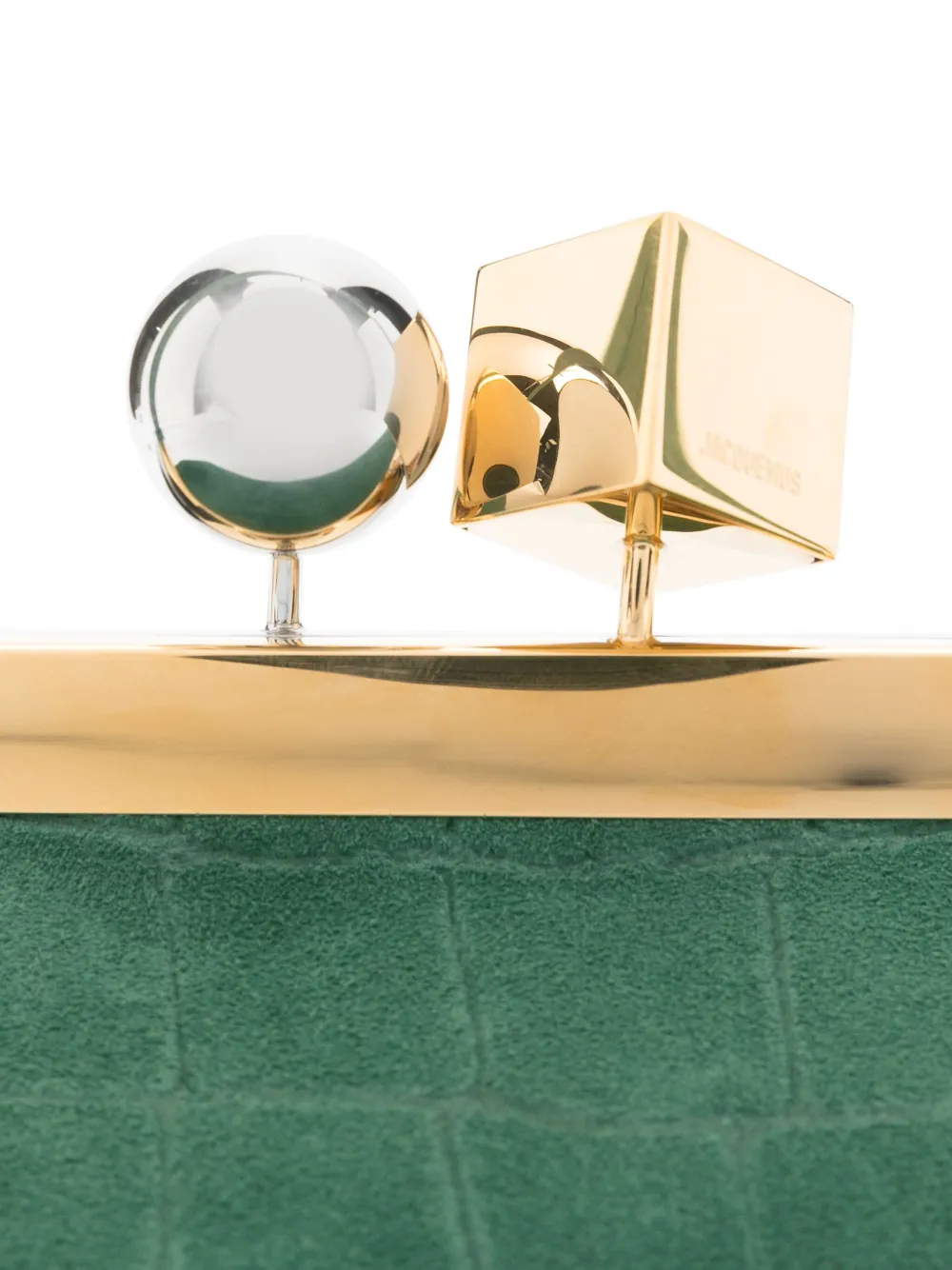 Jacquemus Le Salon Croc-effect Suede Clutch In Green