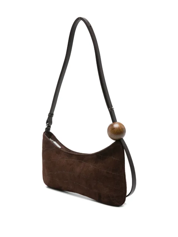 Jacquemus Le Bisou crocodile-effect wood-bead Shoulder Bag | Brown