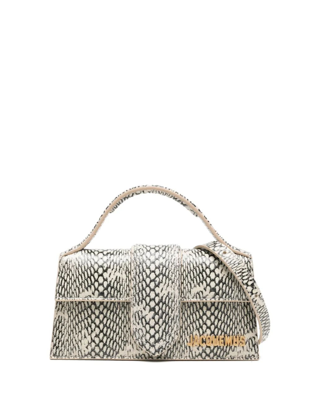 Jacquemus Snake-print Top-handle Tote Bag In Neutral