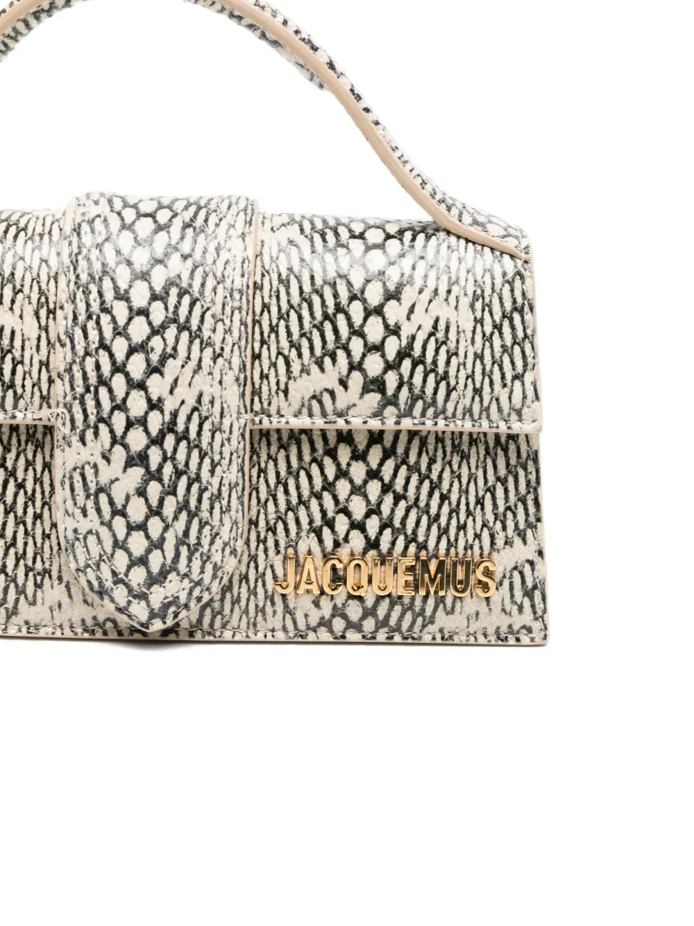 Jacquemus Snake-print Top-handle Tote Bag In Neutral