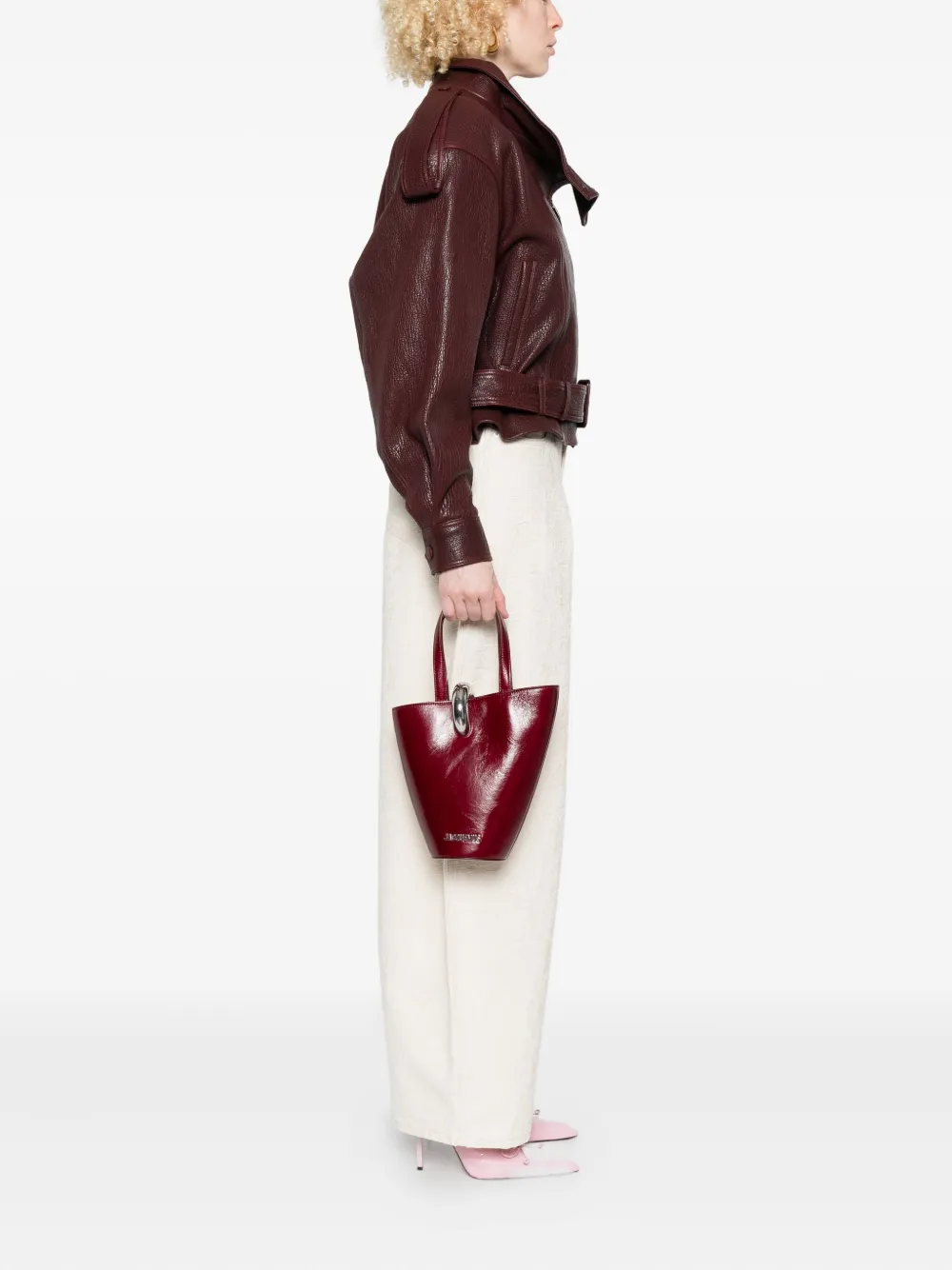 Jacquemus curved-handle tote bag - Rood