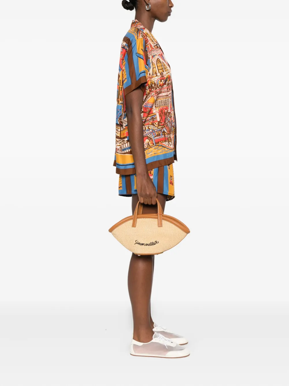 Simon Miller Raffia shopper met leren afwerking - Beige