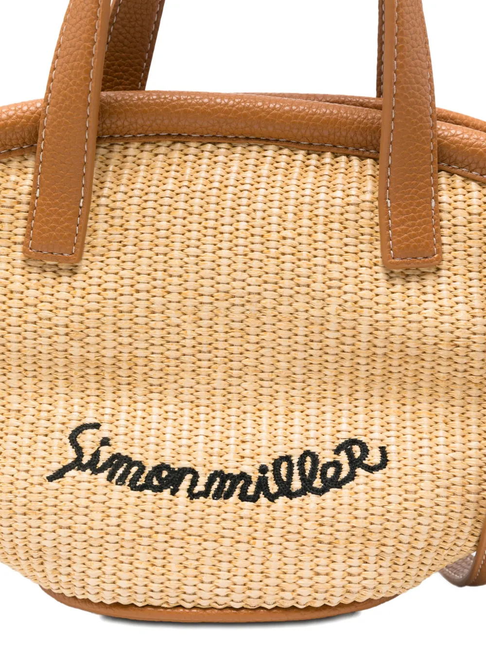 Simon Miller Raffia Leather-trimmed Tote Bag In Brown