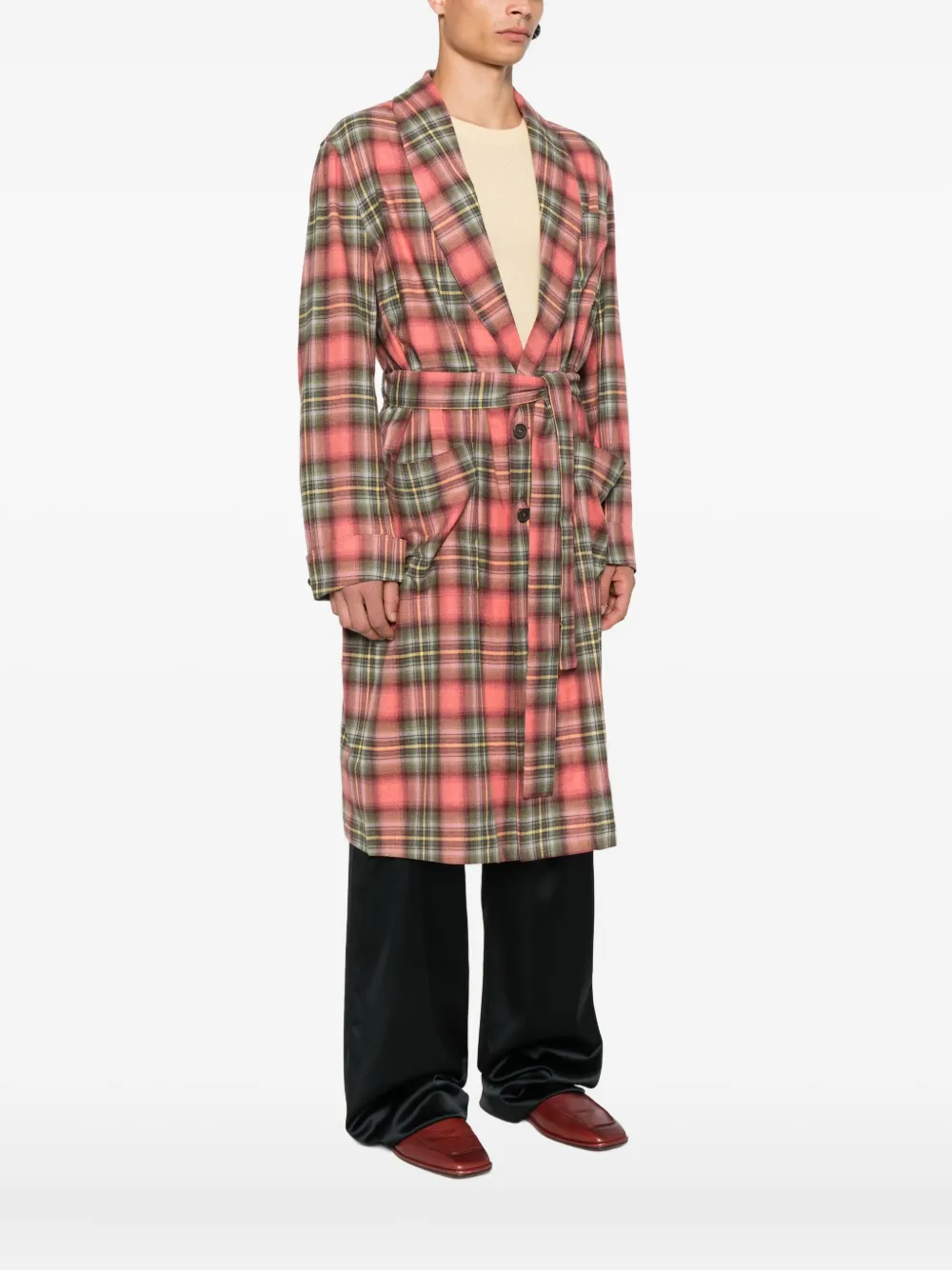 Prada Geruite trenchcoat Rood