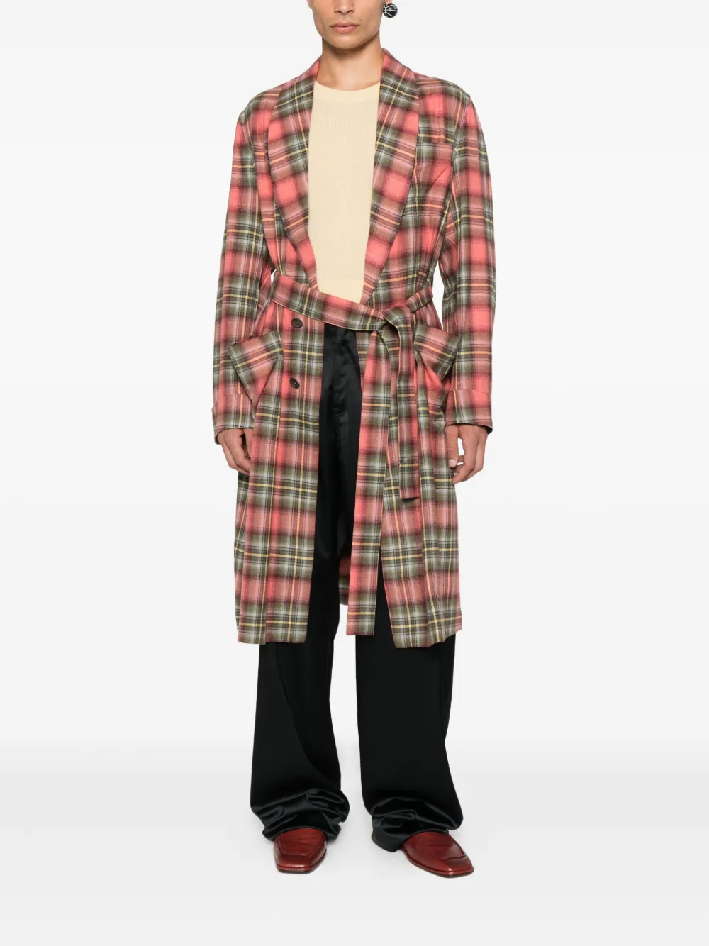 Prada Geruite trenchcoat Rood