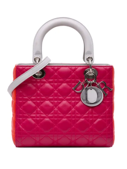 Christian Dior Pre-Owned bolsa satchel Cannage Lady Dior mediana en piel de cordero tricolor 2015