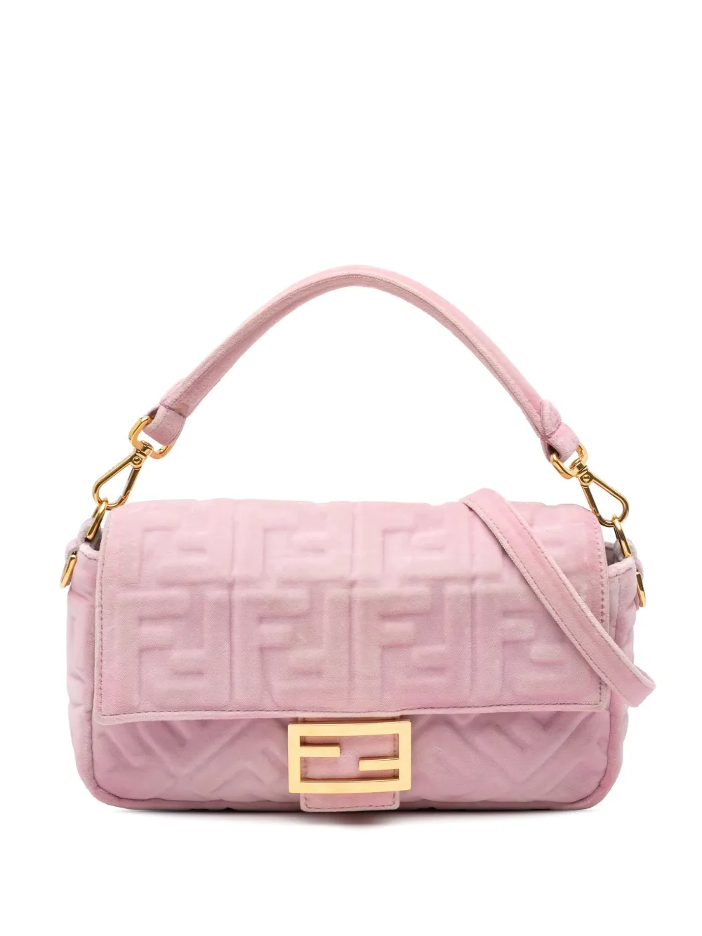 Fendi Pre-Owned 2010-2024 Zucca Embossed Velvet Baguette satchel | Pink | Image 1