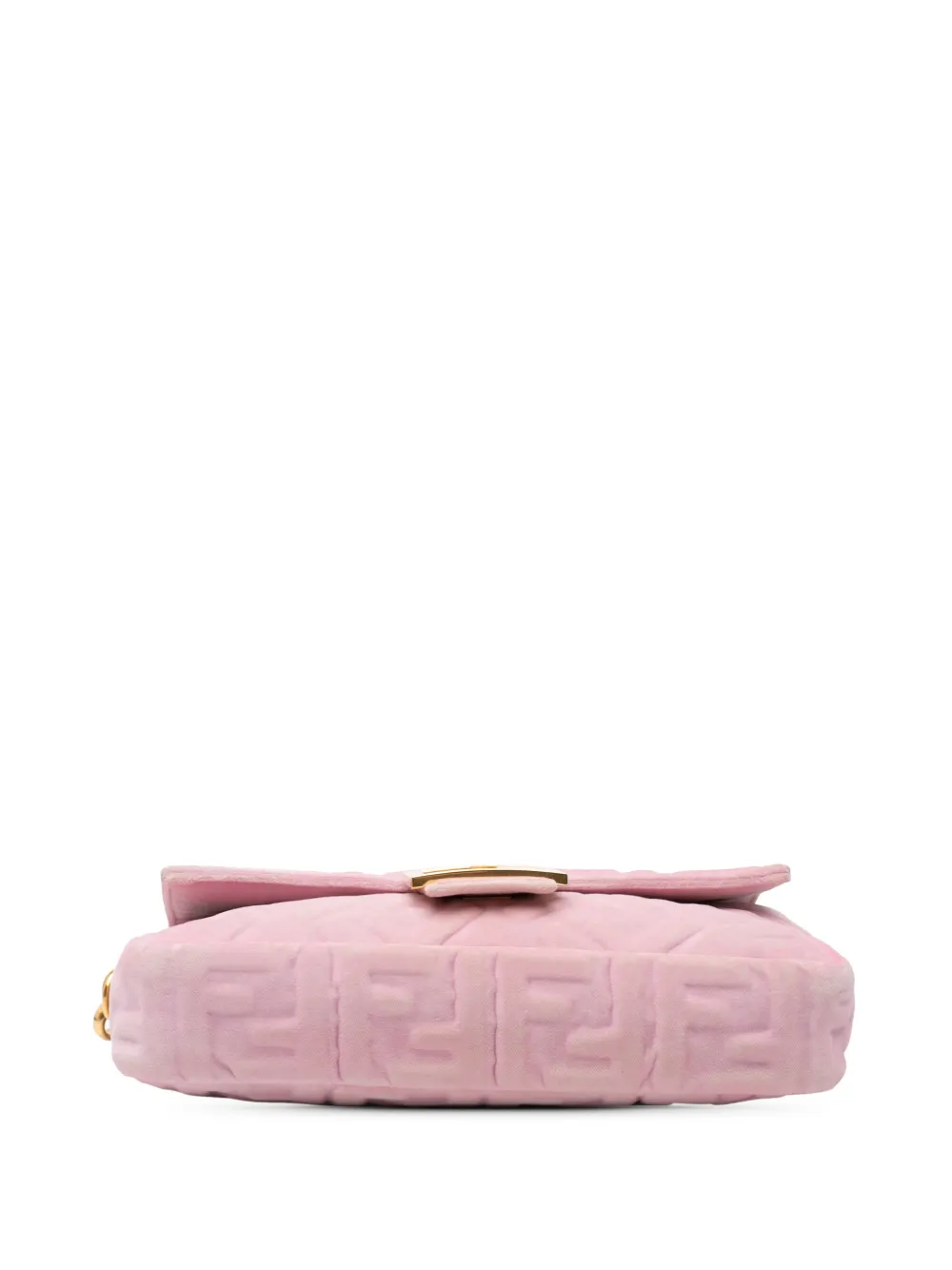 Pre-owned Fendi 2010-2024 Zucca Embossed Velvet Baguette Satchel In Pink