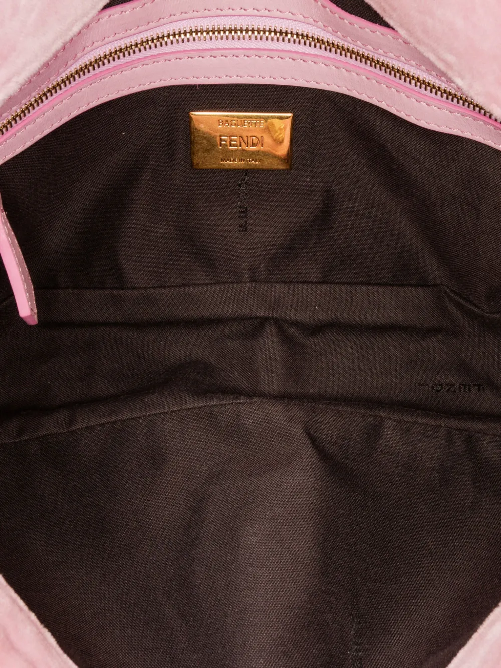 Pre-owned Fendi 2010-2024 Zucca Embossed Velvet Baguette Satchel In Pink