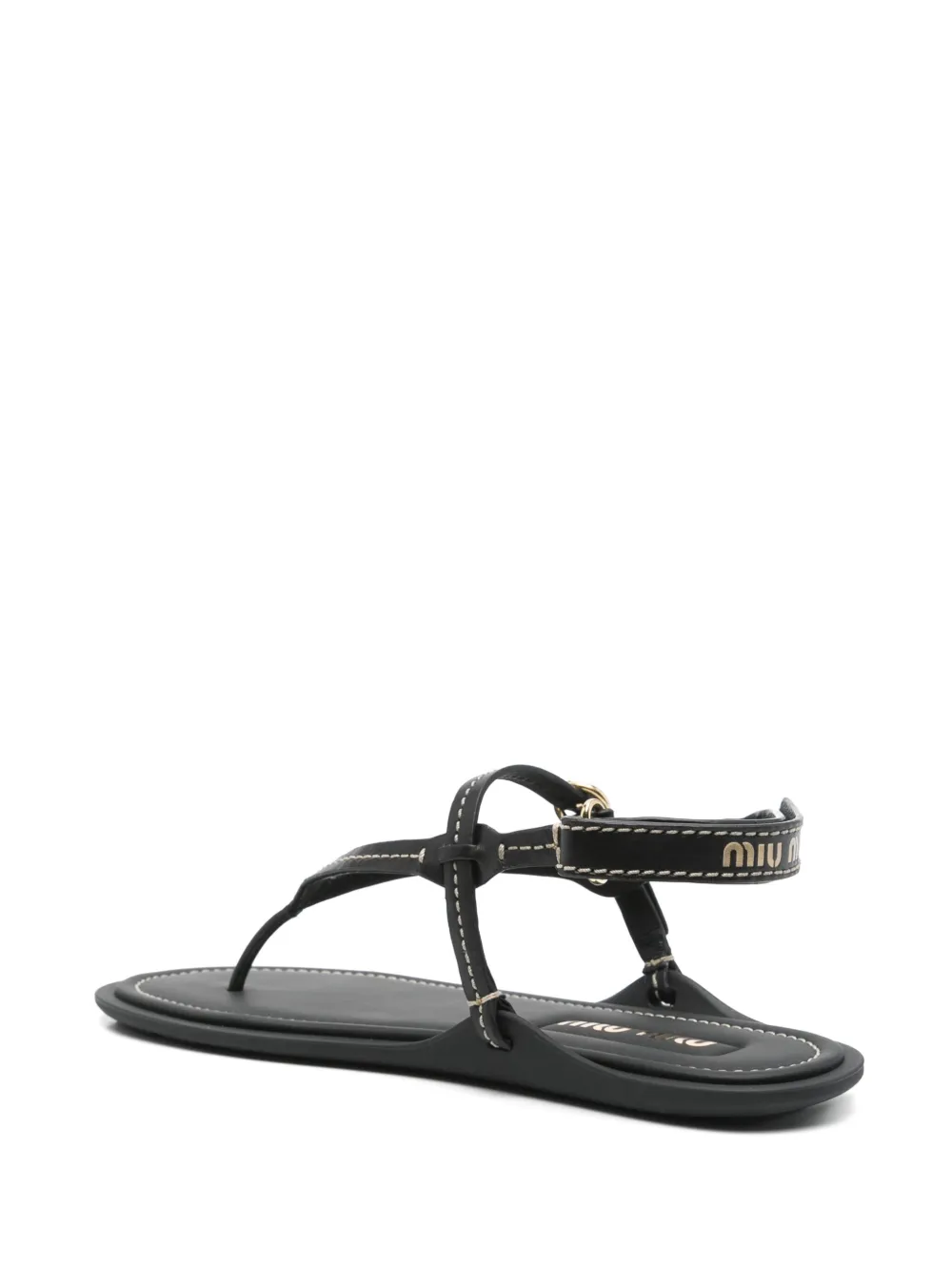 Miu Leren sandalen Zwart