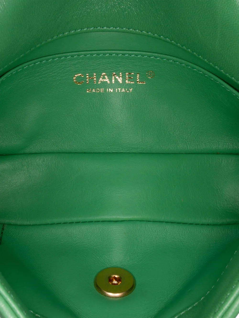 Pre-owned Chanel 2021 Small Quilted Lambskin Chain Is More Flap Satchel In Green