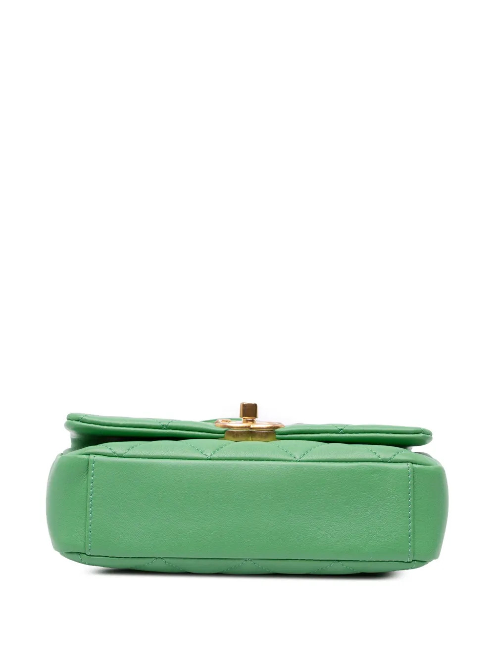 Pre-owned Chanel 2021 Small Quilted Lambskin Chain Is More Flap Satchel In Green