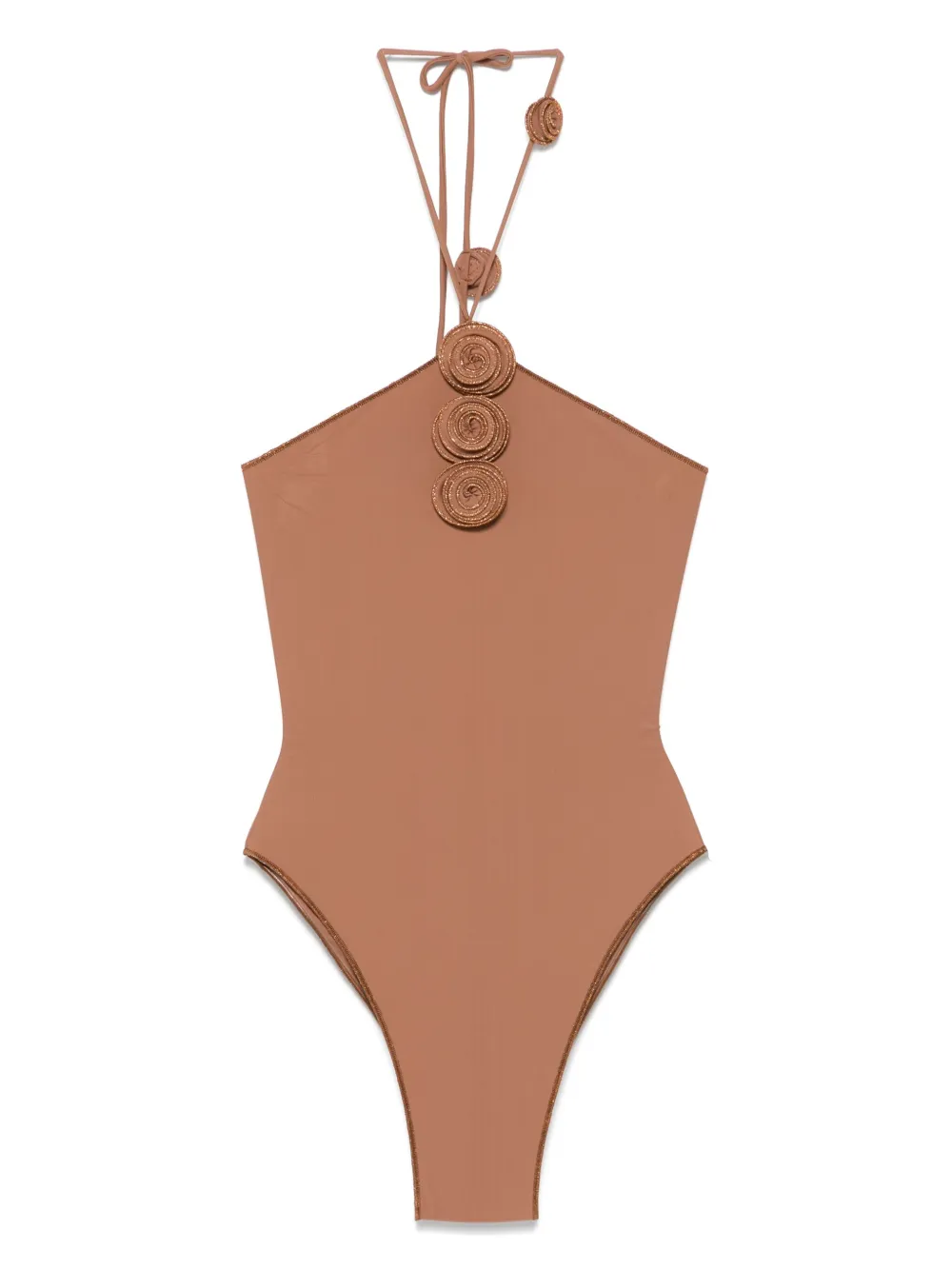 La Reveche floral-appliqué swuimsuit - Marrone