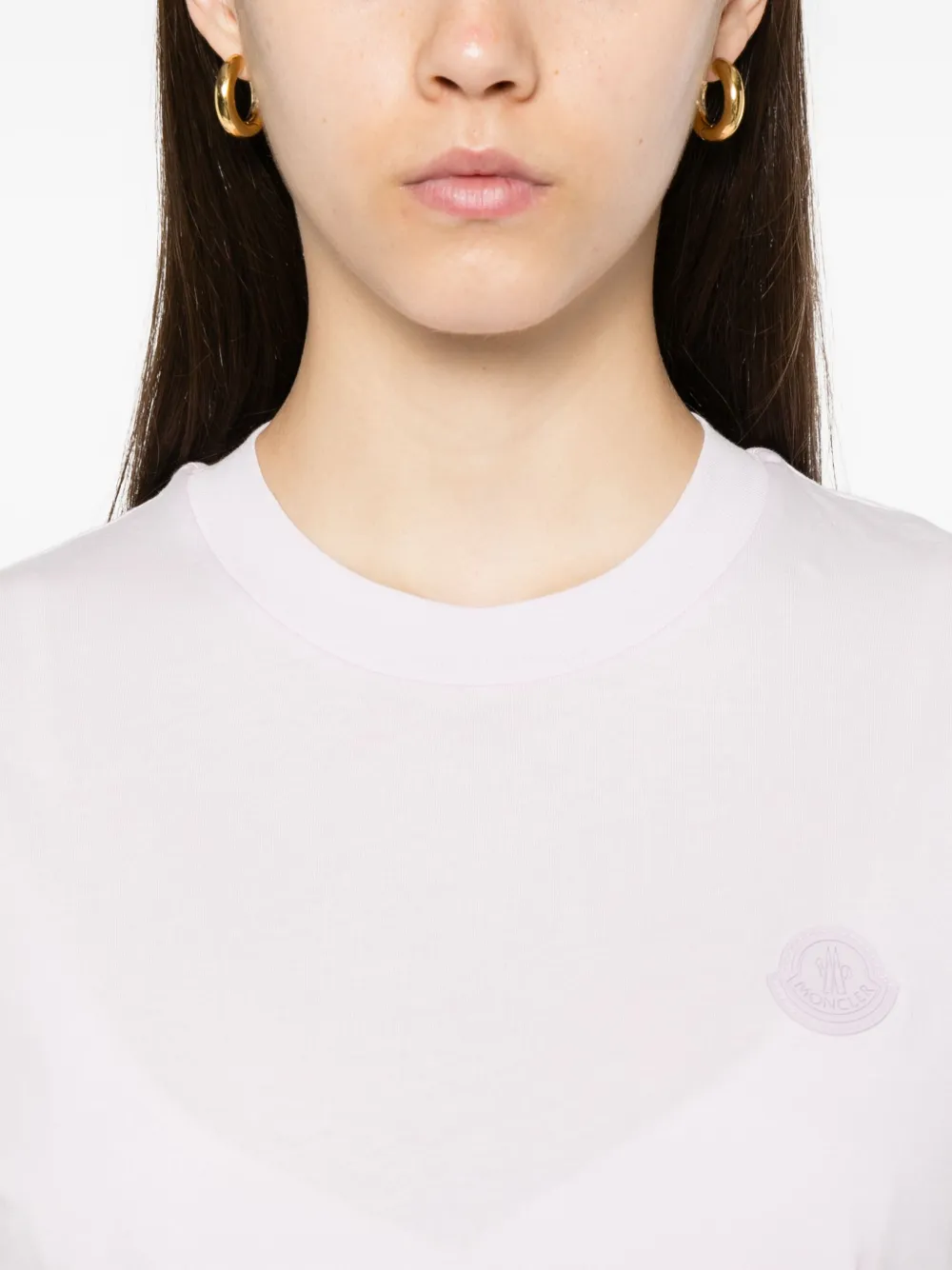Moncler logo-patch short-sleeve T-shirt Roze