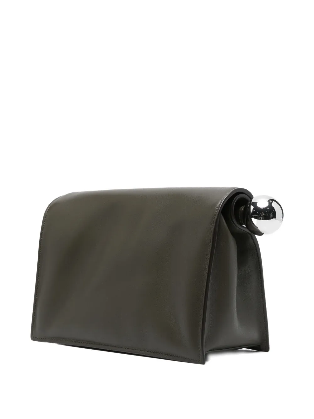 Jacquemus Womens Dark Khaki La Pochette Rond Carre Leather Clutch Bag In Gray