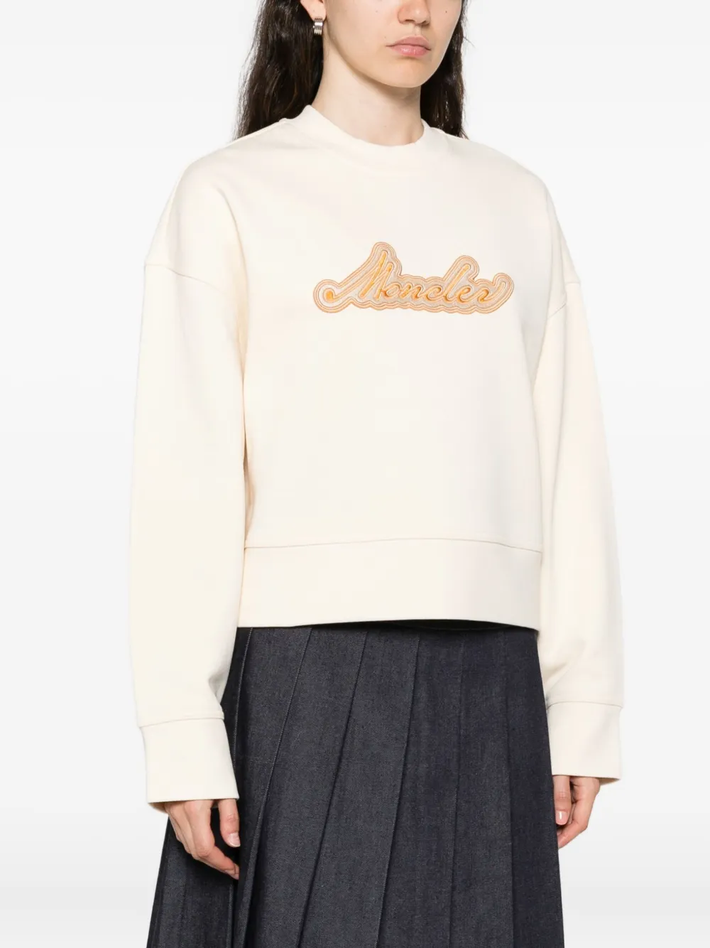 Moncler Logo-appliqué Sweatshirt In White