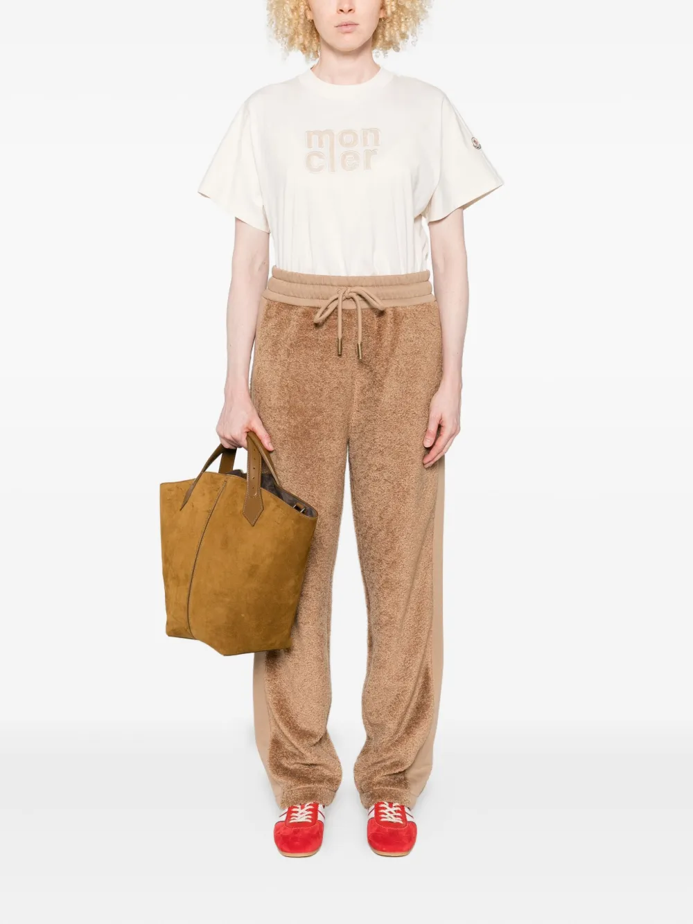 Moncler T-shirt met geborduurd logo Beige