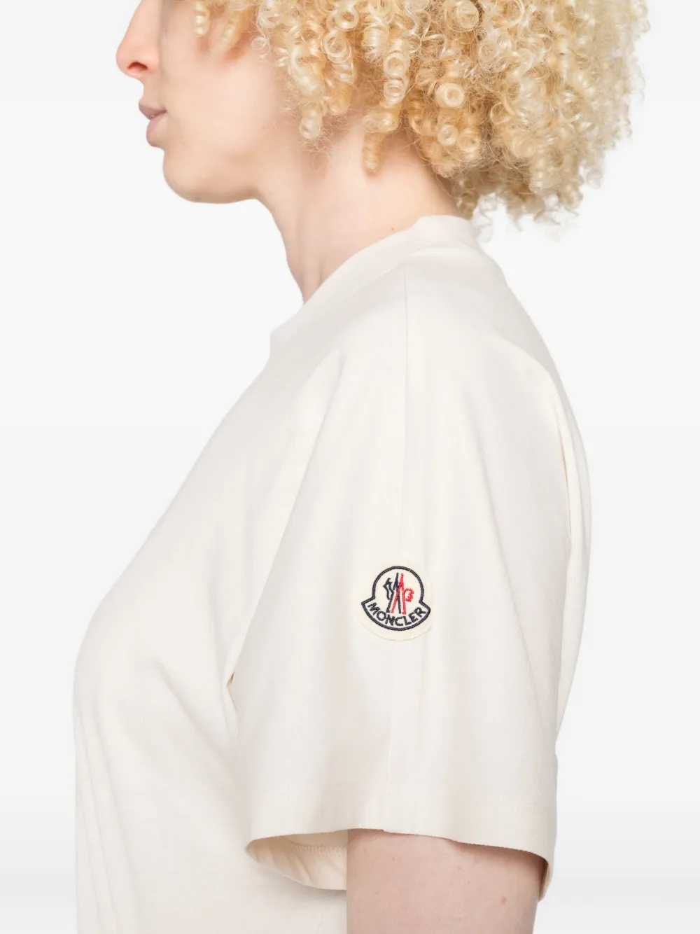 Moncler T-shirt met geborduurd logo Beige