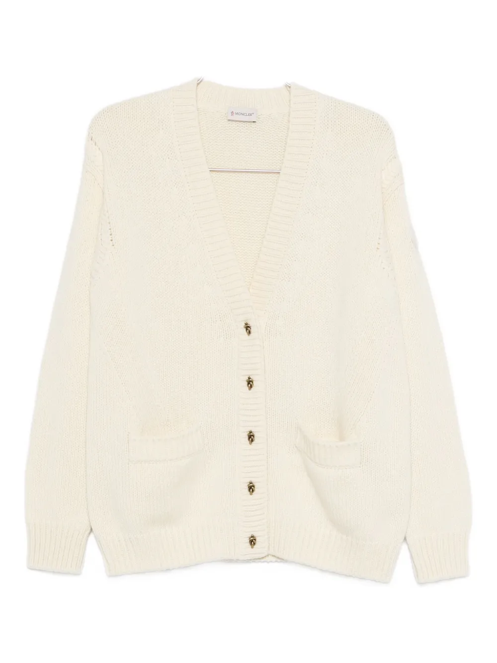 Moncler V-neck Cardigan In Neutral