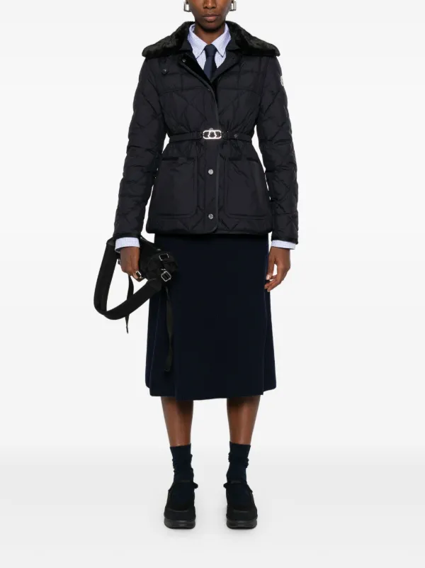 Moncler キルティング ベルテッドジャケット | ブルー | FARFETCH JP
