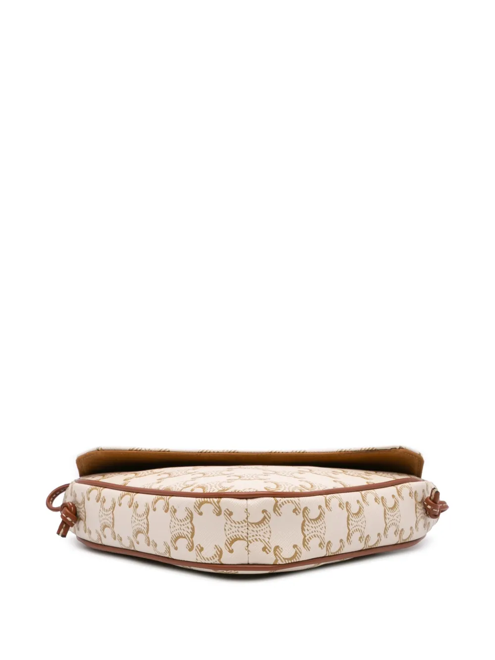 Pre-owned Celine 2020 Coated Canvas Triomphe Triangle Crossbody Bag In White