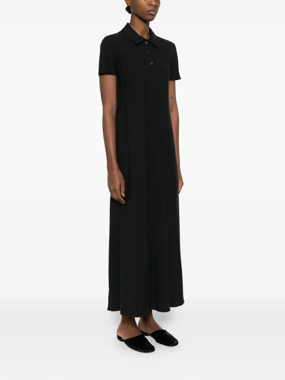 The Row Valenit Short-sleeve Maxi Dress in Black, view 3