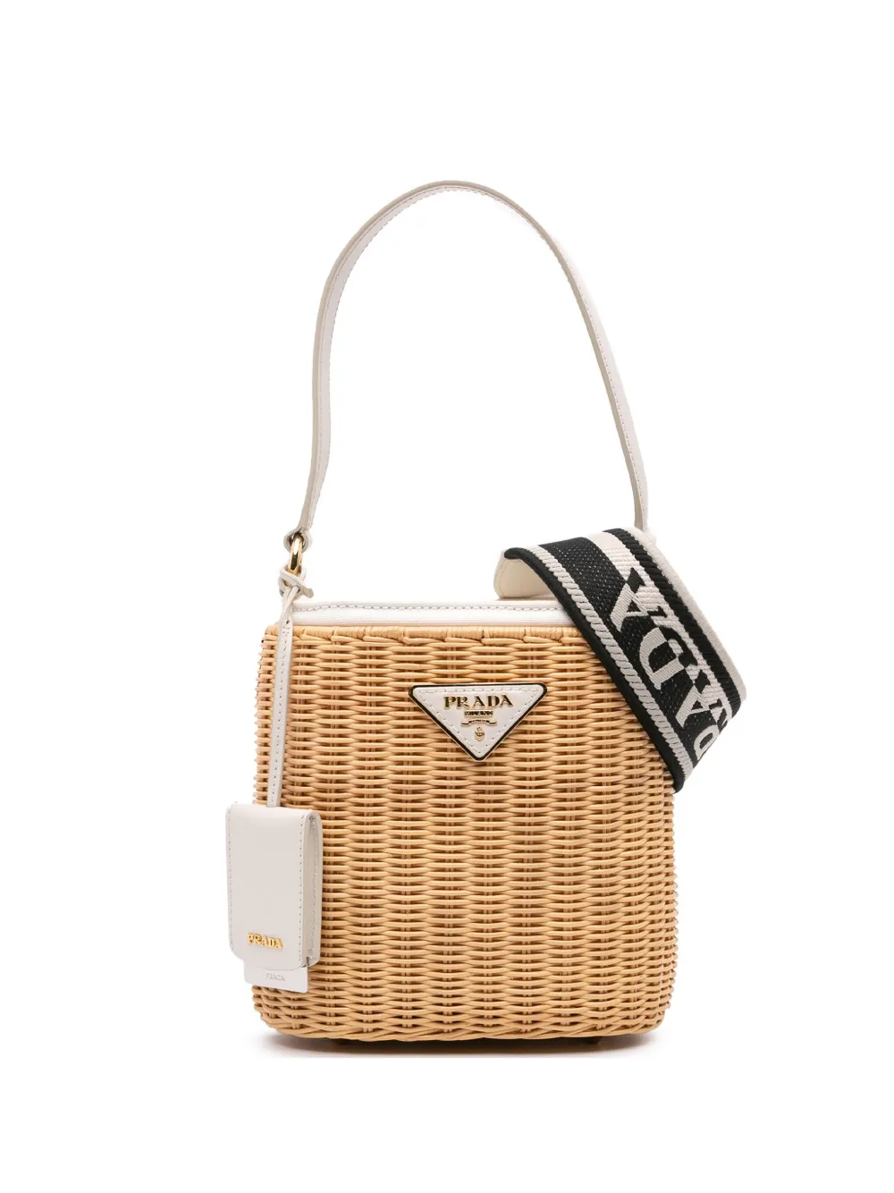 Prada Pre-Owned 2013-2024 Wicker Canvas Panier bucket bag | Brown | Image 1