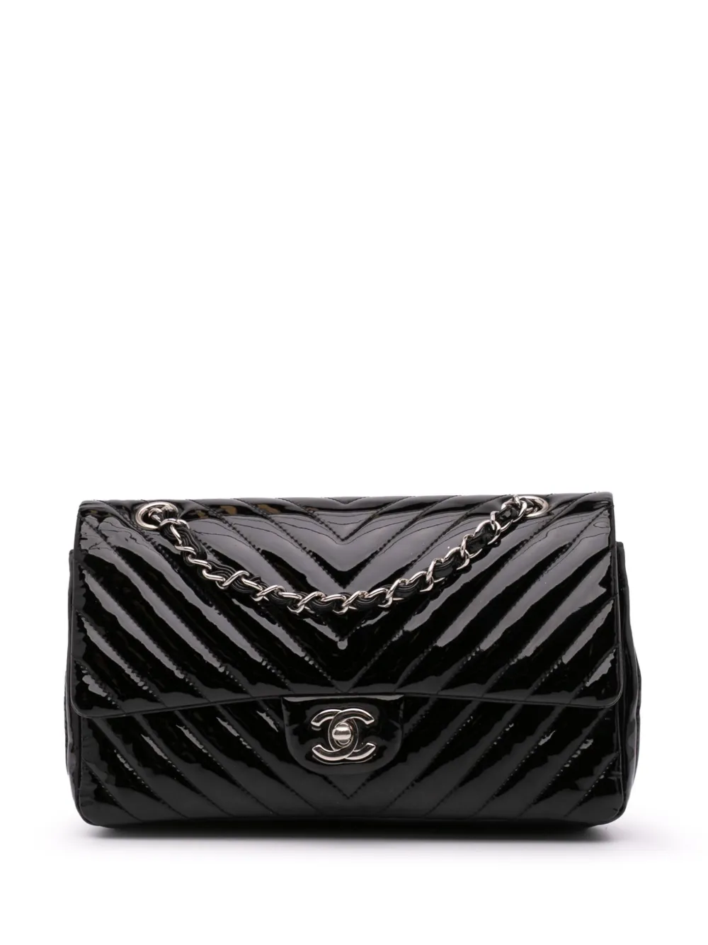 CHANEL Pre-Owned 2015-2016 Medium Classic Chevron Patent Double Flap CHANEL Pre-Owned 2015-2016 Medium Classic Chevron Patent Double Flap