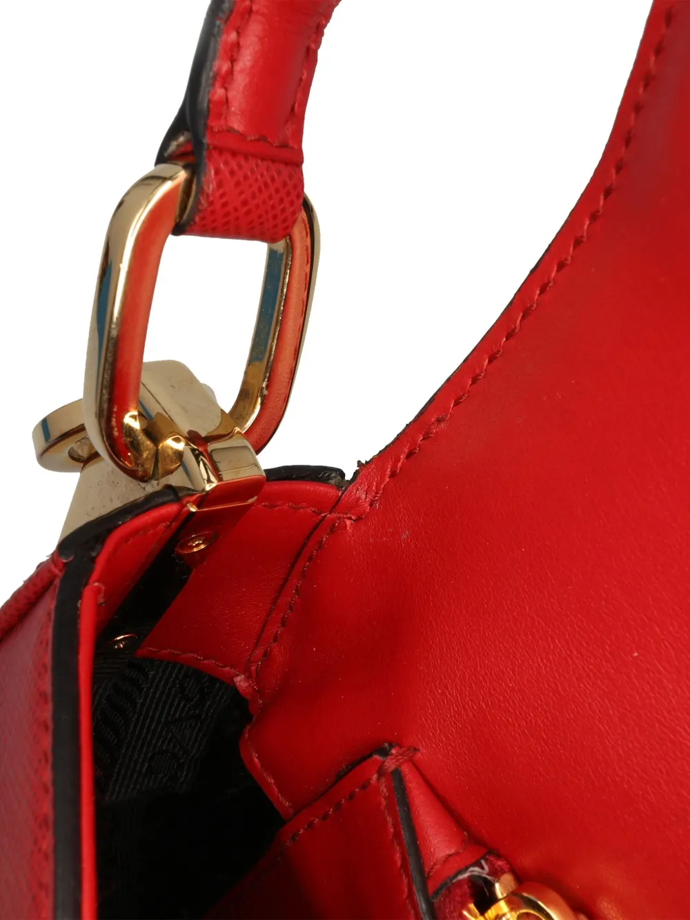 Pre-owned Prada 2013-2024 Saffiano Lux Embleme Satchel In Red