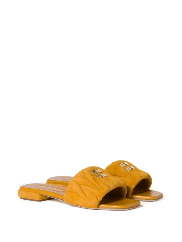 Miu Miu Sandali Slides In Pelle Scamosciata Matelassé