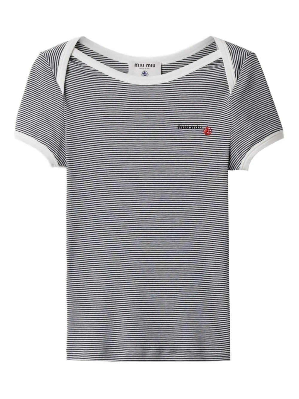 Miu Miu playera a rayas en colaboración con Petit Bateau | blanco | Image 1