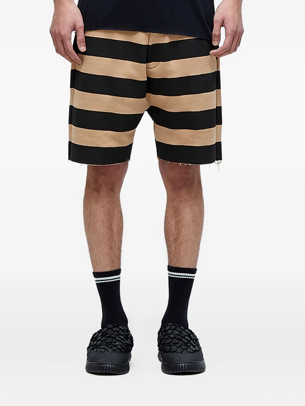 Osklen striped-pattern bermuda shorts | Black | Image 1