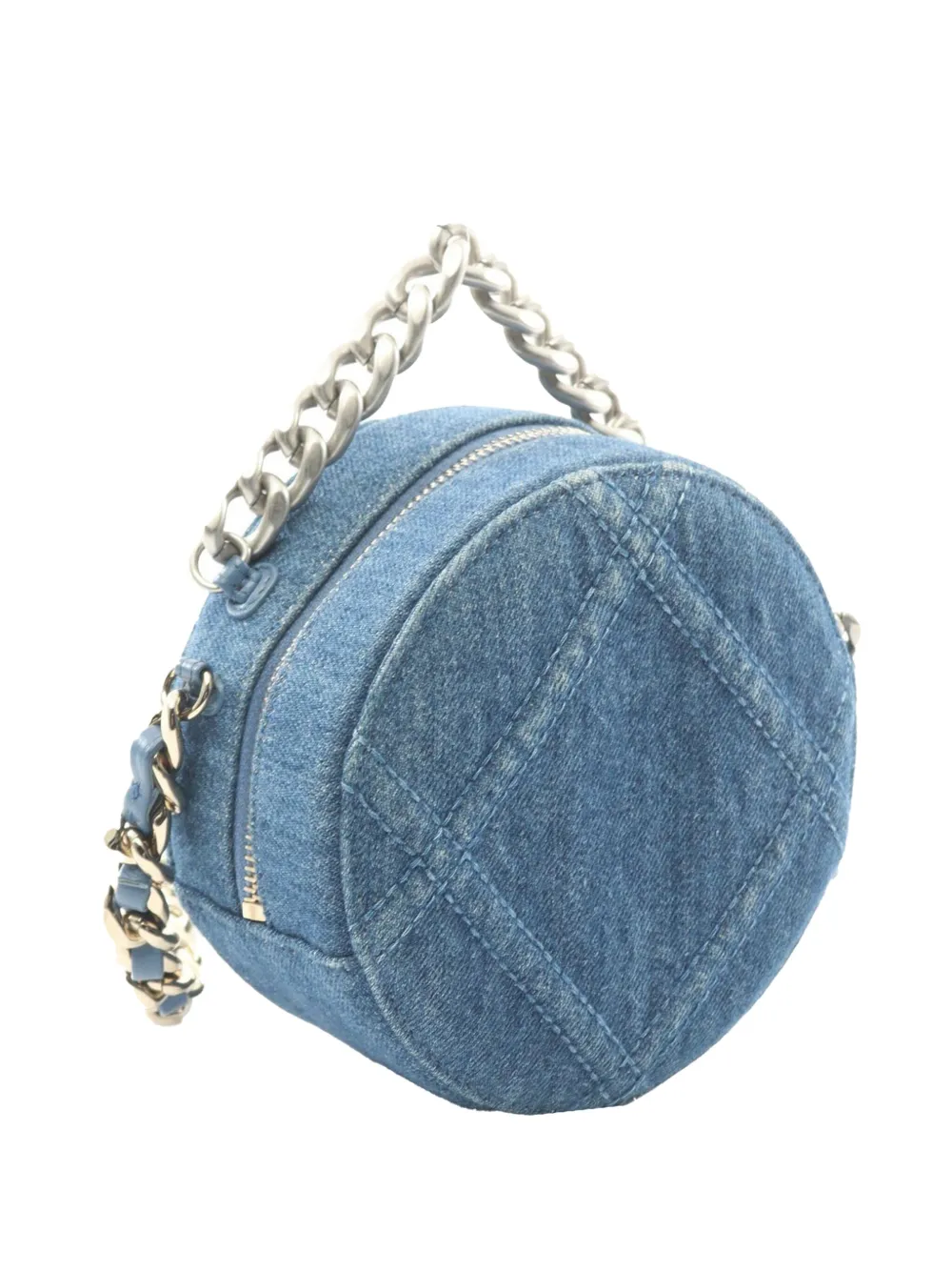 Pre-owned Chanel 2021 Denim 19 Round Clutch With Chain Satchel In Blue