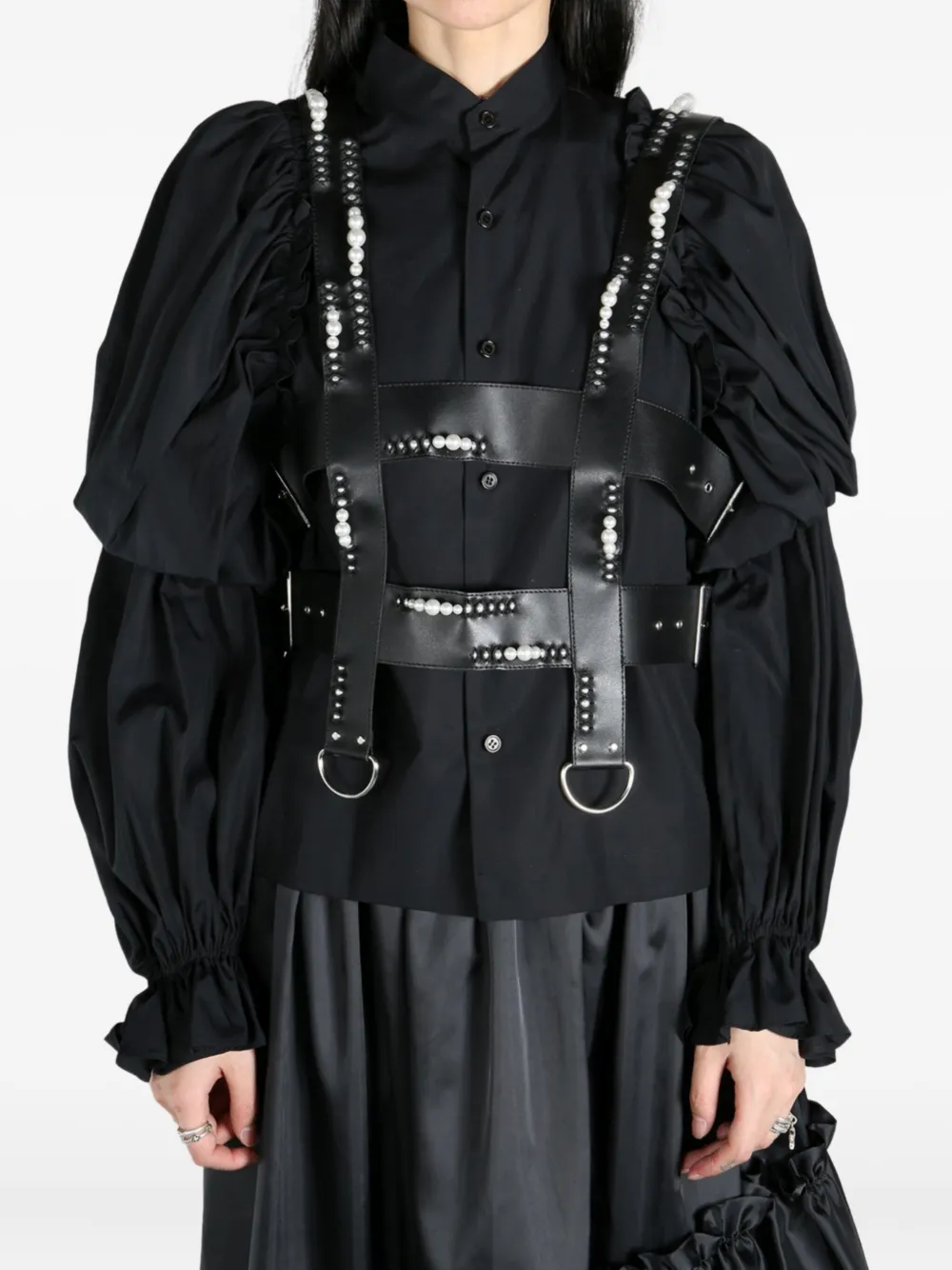 Shop Noir Kei Ninomiya Pearl-embellished Harness Top