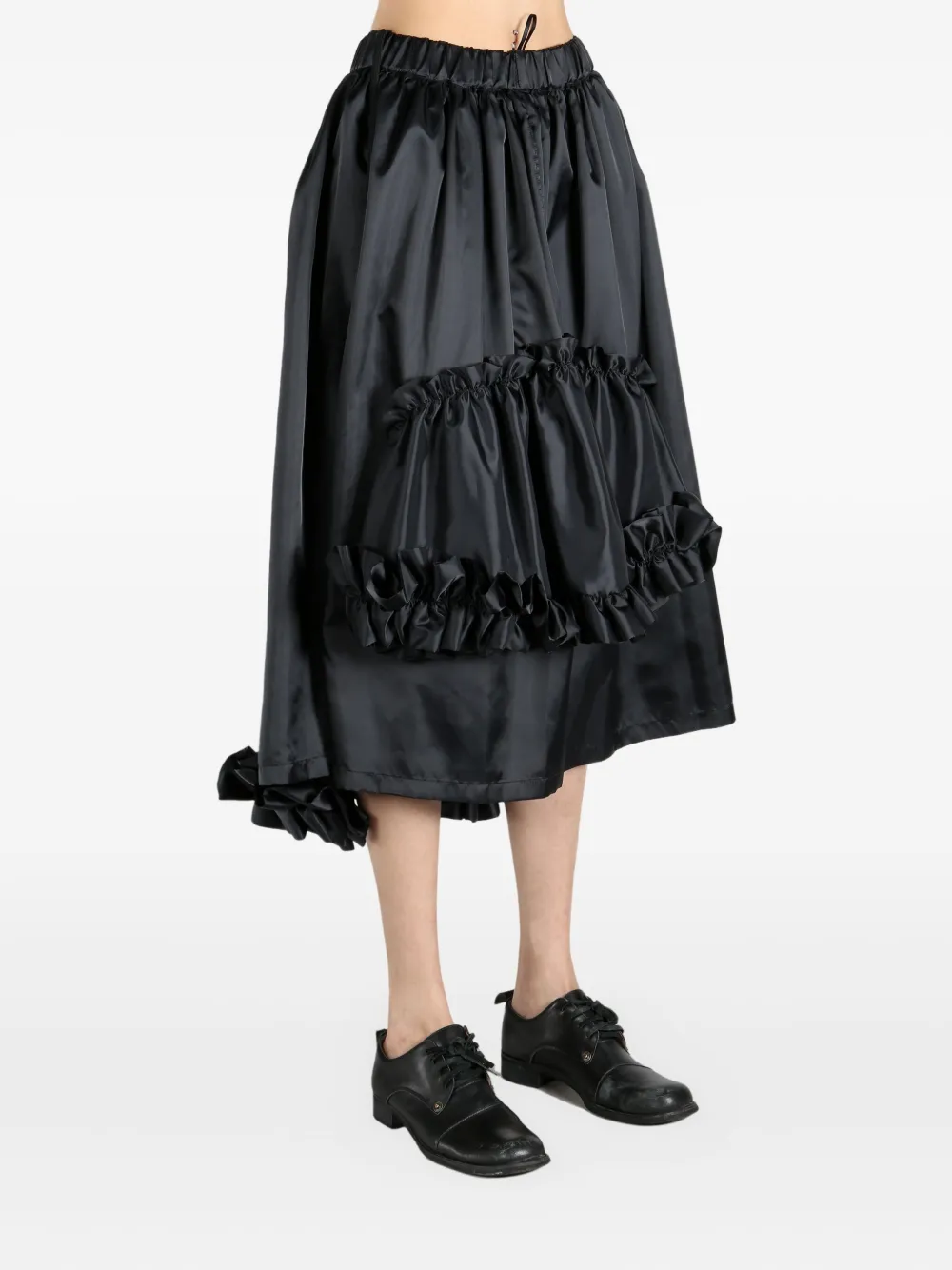 NOIR KEI NINOMIYA GATHERED MIDI SKIRT 
