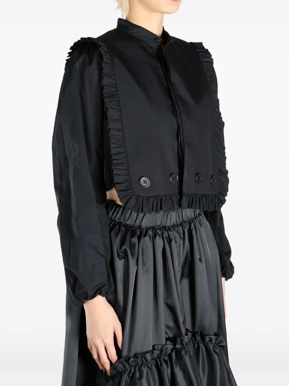NOIR KEI NINOMIYA RUFFLE-DETAIL CROPPED BLOUSE 