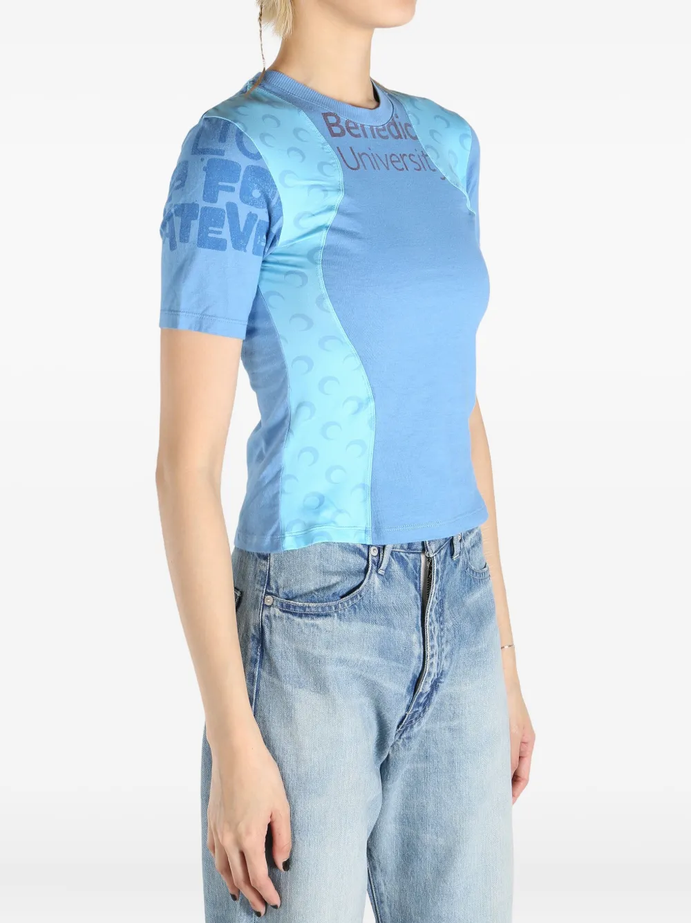 Marine Serre crescent moon-motif t-shirt Blauw