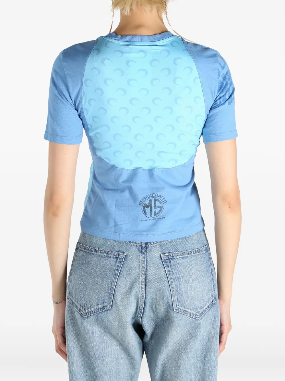 Marine Serre crescent moon-motif t-shirt Blauw