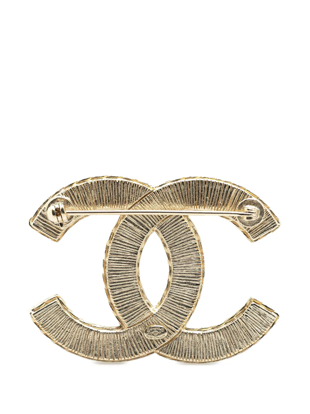 Pre-owned Chanel 2013 Faux Lace And Resin Gold Plated Cc Brooch Costume Brooch In Black