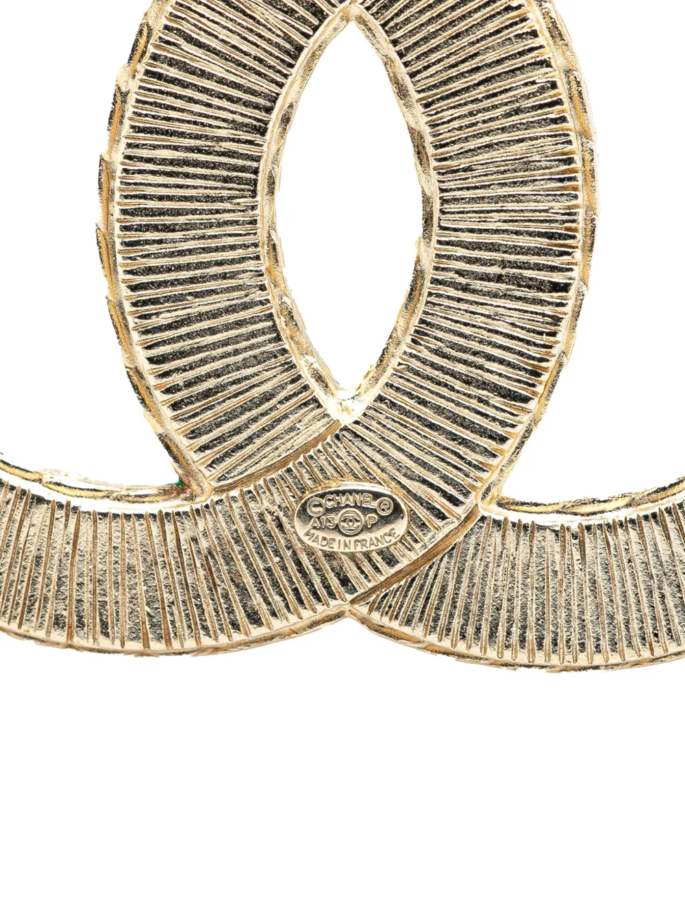 Pre-owned Chanel 2013 Faux Lace And Resin Gold Plated Cc Brooch Costume Brooch In Black