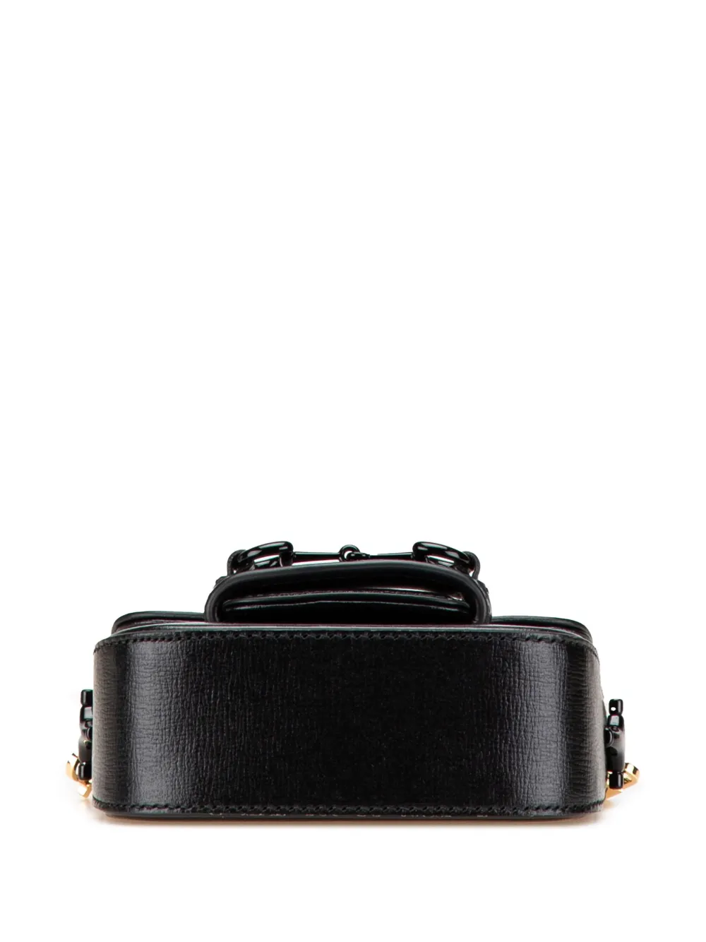 Pre-owned Gucci 2016-2024 Mini Web Leather 1955 Horsebit Satchel In Black