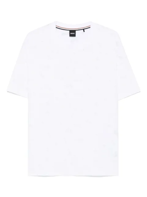 BOSS floral-jacquard T-shirt