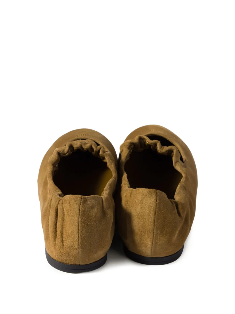 Miu ruched suede ballerina shoes Green