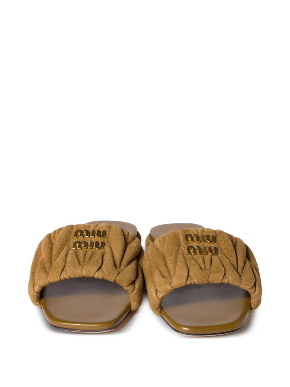 MIU MIU MATELASSÉ SUEDE SLIDES
