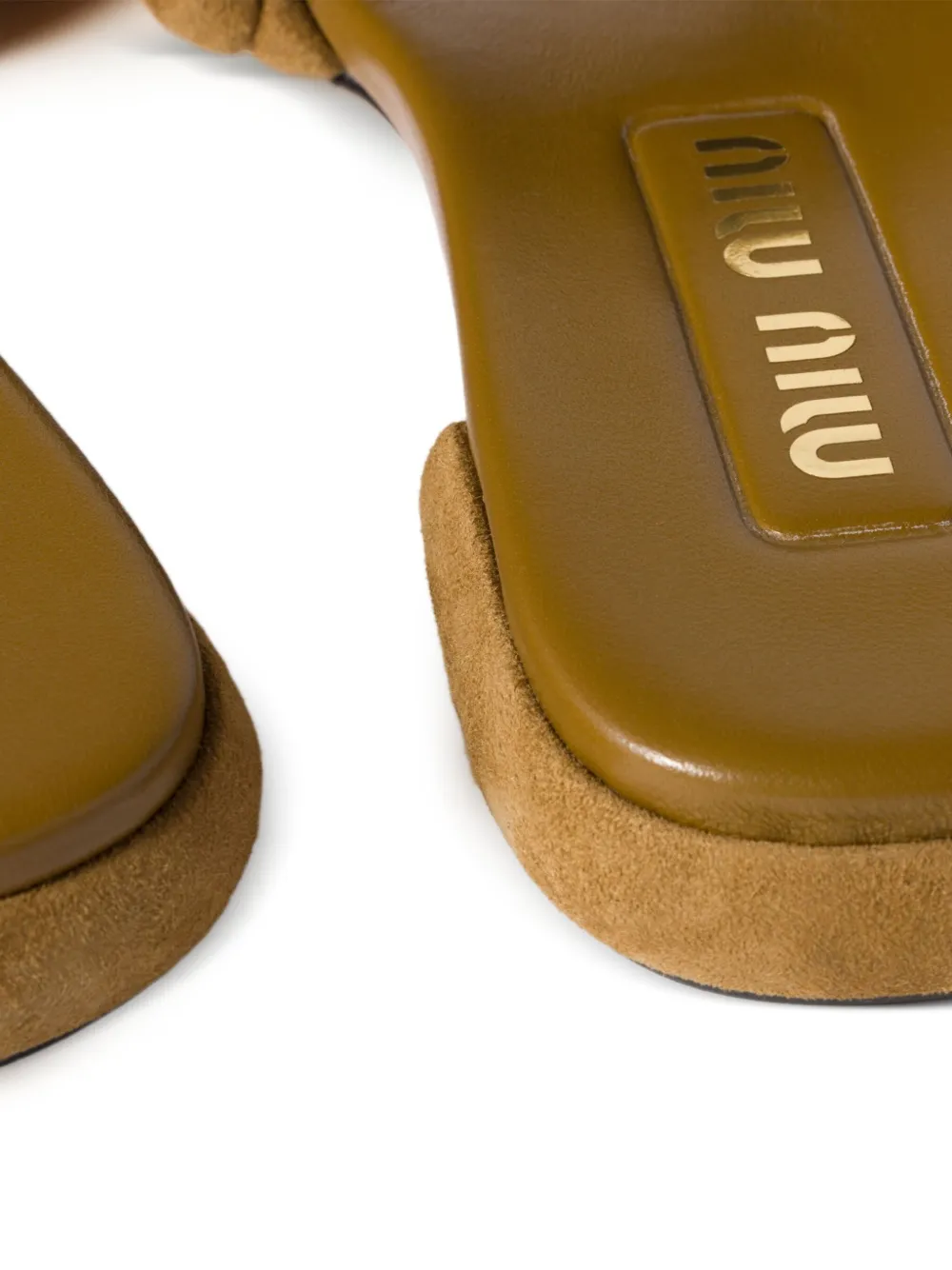 MIU MIU MATELASSÉ SUEDE SLIDES