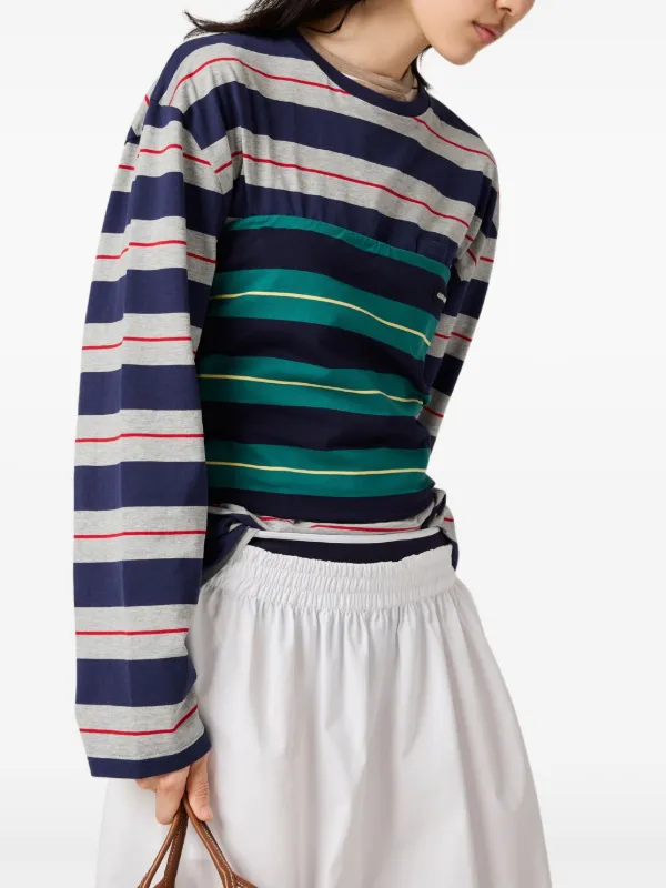 通販 送料無料  Miu FARFETCH | Green | Top Striped Miu シャツ/ブラウス(半袖/袖なし)