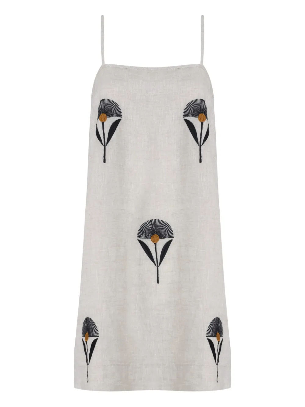 Osklen Jurk met geborduurde bloemen Beige