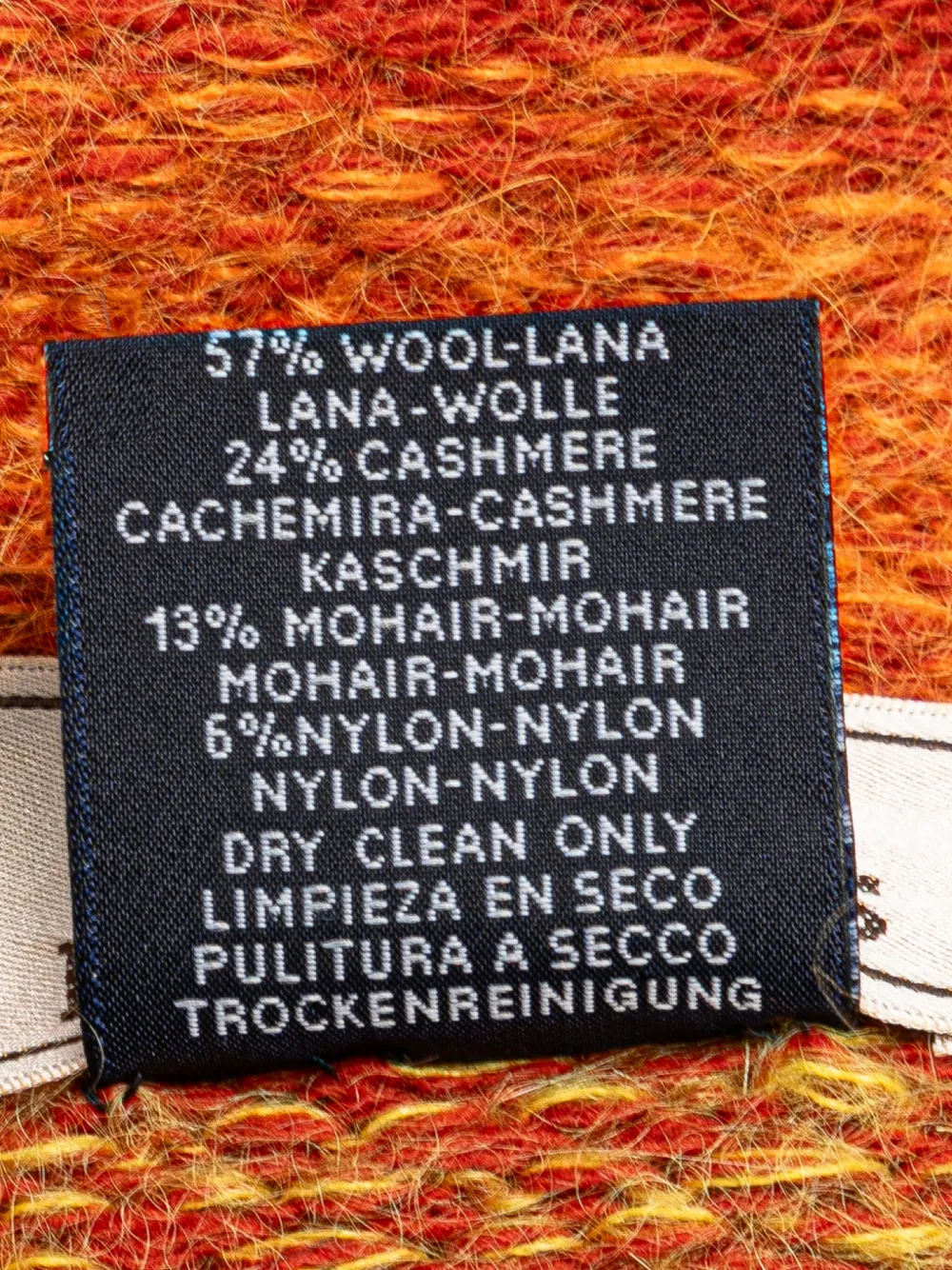 Pre-owned Hermes 2000-2020 Cashmere And Mohair Wool Striped Stole Scarves In Orange