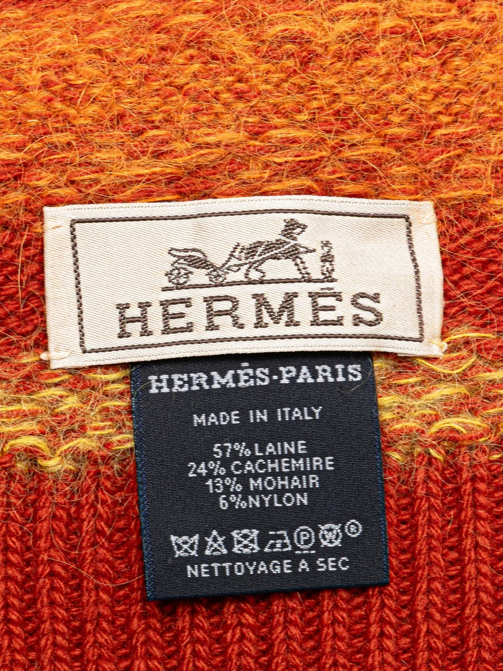 Hermès Pre-Owned 2000-2020 Cashmere and Mohair Wool Striped Stole scarves | Image 2